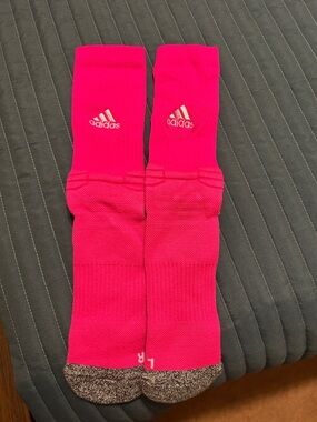 adidas Hot Pink Crew Athletic Socks with Speckled Toe